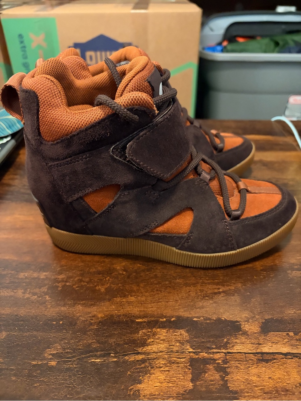 SOREL Out N About Sport Wedge Brown Rust Sneaker Boots 6.5 - Picture 8 of 9